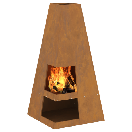 vidaXL Vuurkorf met Houtopslag 50 x 50 x 100 cm - Verouderd Staal afbeelding3 - 1