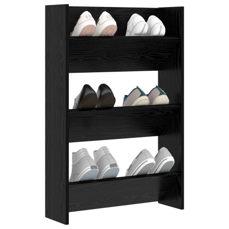 vidaXL Schoenenkast met plank Zwart Eiken 60 x 18 x 90 cm Bewerkt hout afbeelding3 - 1