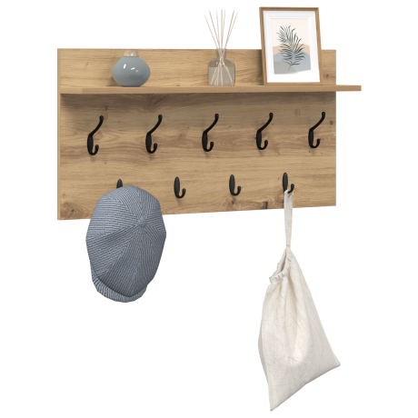 vidaXL Wandgemonteerde kapstok artisanaal eikenkleurig 80 x 40 x 12 cm afbeelding3 - 1