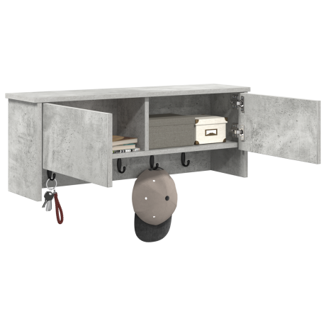 vidaXL Wandgemonteerde kapstok Betongrijs 80 x 20 x 30 cm Bewerkt hout afbeelding3 - 1