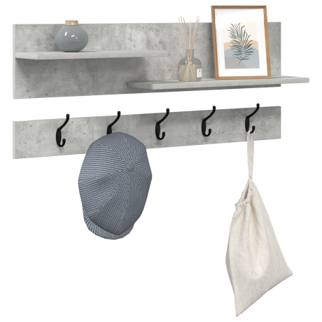 vidaXL Wandgemonteerde kapstok Betongrijs 90 x 15 x 36 cm Bewerkt hout afbeelding3 - 1