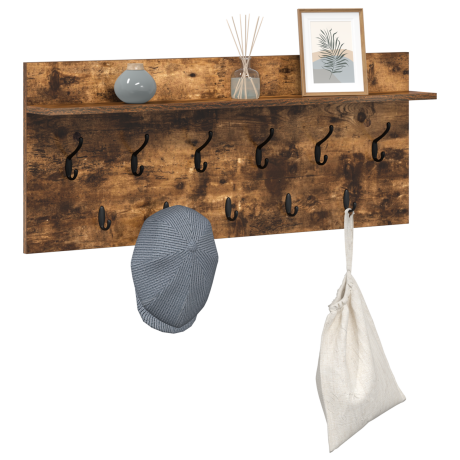 vidaXL Wandgemonteerde kapstok Gerookt eiken 100 x 40 x 12 cm afbeelding3 - 1