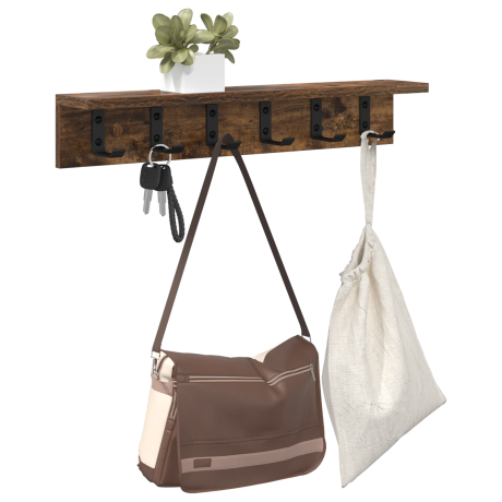 vidaXL Wandgemonteerde kapstok Gerookt eiken 60 x 10.5 x 10.5 cm afbeelding3 - 1
