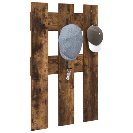 vidaXL Wandgemonteerde kapstok Gerookt eiken 65 x 3 x 100 cm afbeelding3 - 1