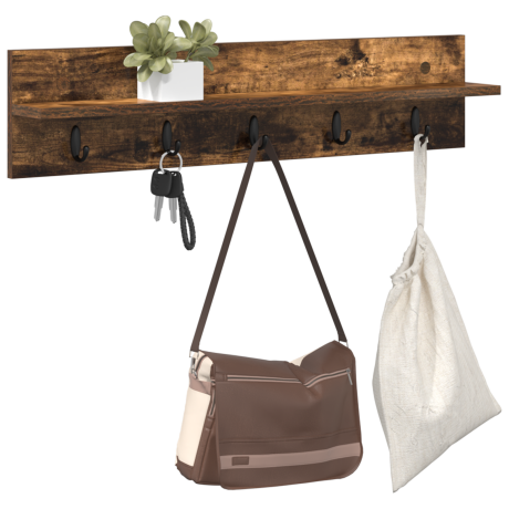 vidaXL Wandgemonteerde kapstok Gerookt eiken 80 x 10.5 x 18 cm afbeelding3 - 1