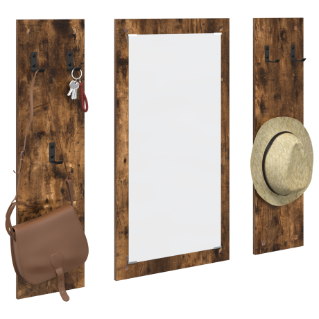 vidaXL Wandgemonteerde kapstok Gerookt eiken 96 x 1.5 x 90 cm afbeelding3 - 1