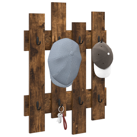 vidaXL Wandgemonteerde kapstok met opslag Gerookt eiken 60 x 3 x 82 cm afbeelding3 - 1