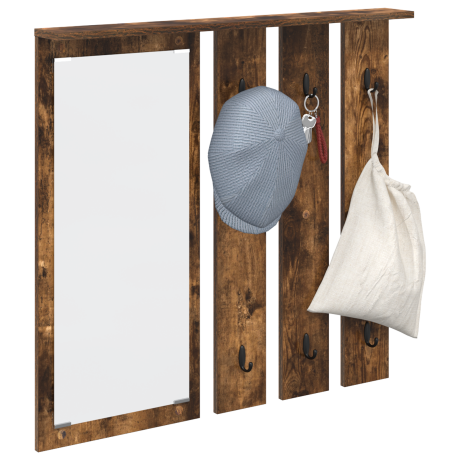 vidaXL Wandgemonteerde kapstok met plank Gerookt eiken 84 x 10 x 80 cm afbeelding3 - 1