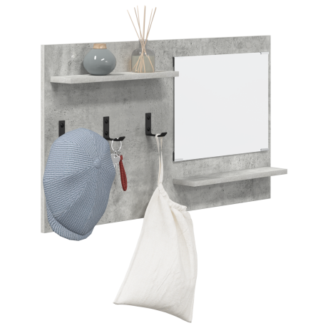 vidaXL Wandgemonteerde kapstok met plank met opslag met spiegel Beton grijs 90 x 10 x 50 cm afbeelding3 - 1