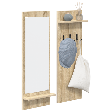 vidaXL Wandgemonteerde kapstok met plank met opslag Sonoma eiken 70 x 10 x 90 cm afbeelding3 - 1