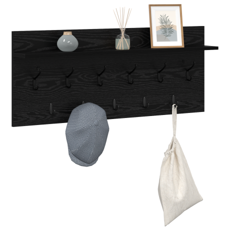 vidaXL Wandgemonteerde kapstok met plank met opslag Zwart eiken 100 x 40 x 12 cm afbeelding3 - 1