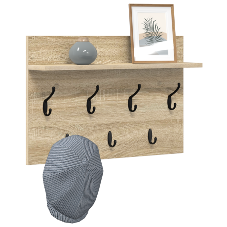 vidaXL Wandgemonteerde kapstok met plank Sonoma eiken 60 x 40 x 12 cm afbeelding3 - 1