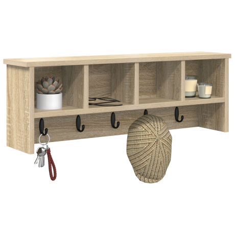 vidaXL Wandgemonteerde kapstok met plank Sonoma eiken 75 x 16 x 26 cm afbeelding3 - 1