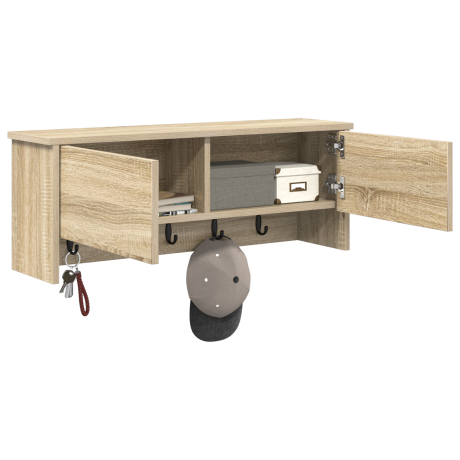 vidaXL Wandgemonteerde kapstok met plank Sonoma eiken 80 x 20 x 30 cm afbeelding3 - 1