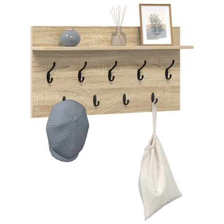 vidaXL Wandgemonteerde kapstok met plank Sonoma eiken 80 x 40 x 12 cm afbeelding3 - 1