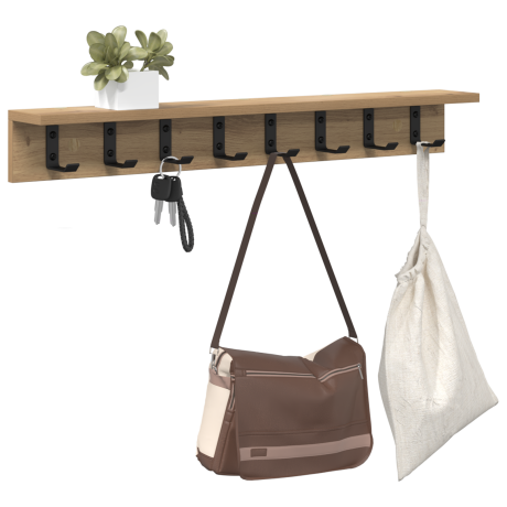 vidaXL Wandgemonteerde kapstok met plank Wandgemonteerd artisanaal eikenkleurig afbeelding3 - 1