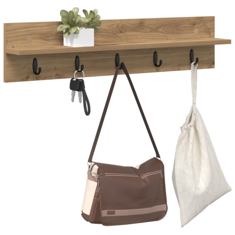 vidaXL Wandgemonteerde kapstok met plank Wandgemonteerd artisanaal eikenkleurig afbeelding3 - 1
