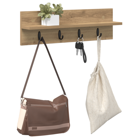 vidaXL Wandgemonteerde kapstok met plank Wandgemonteerd artisanaal eikenkleurig afbeelding3 - 1