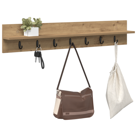 vidaXL Wandgemonteerde kapstok met plank Wandgemonteerd artisanaal eikenkleurig afbeelding3 - 1