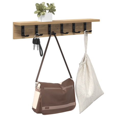 vidaXL Wandgemonteerde kapstok met plank Wandgemonteerd artisanaal eikenkleurig afbeelding3 - 1