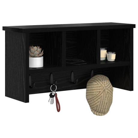 vidaXL Wandgemonteerde kapstok met plank Zwart eiken 50 x 16 x 26 cm afbeelding3 - 1