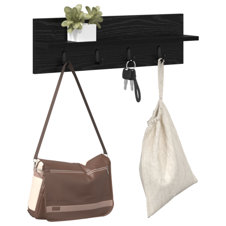 vidaXL Wandgemonteerde kapstok met plank Zwart eiken 60 x 10.5 x 18 cm afbeelding3 - 1