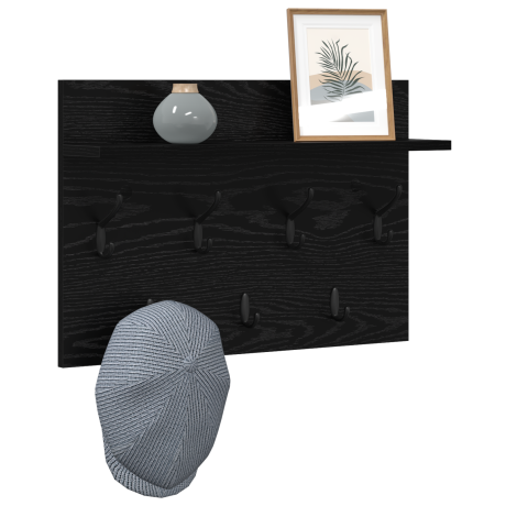 vidaXL Wandgemonteerde kapstok met plank Zwart eiken 60 x 40 x 12 cm afbeelding3 - 1