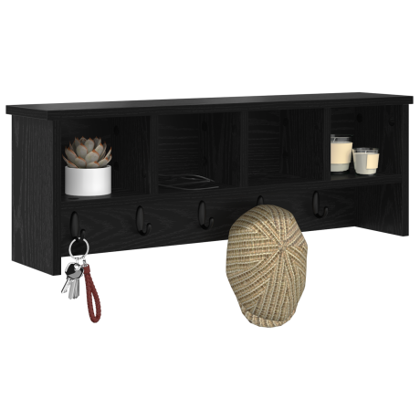 vidaXL Wandgemonteerde kapstok met plank Zwart eiken 75 x 16 x 26 cm afbeelding3 - 1