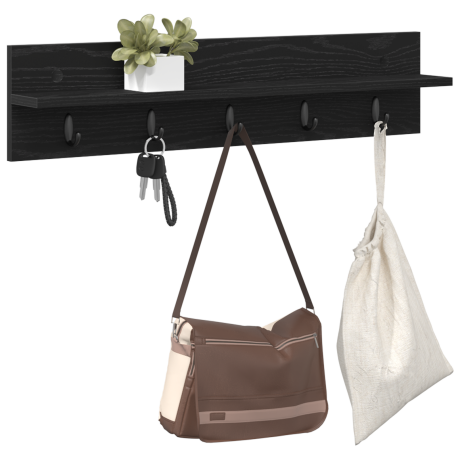 vidaXL Wandgemonteerde kapstok met plank Zwart eiken 80 x 10.5 x 18 cm afbeelding3 - 1