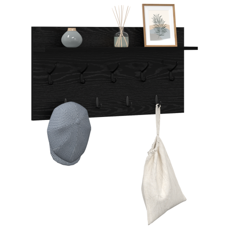 vidaXL Wandgemonteerde kapstok met plank Zwart eiken 80 x 40 x 12 cm afbeelding3 - 1