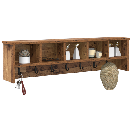 vidaXL Wandgemonteerde kapstok Oud hout 100 x 16 x 26 cm Bewerkt hout afbeelding3 - 1
