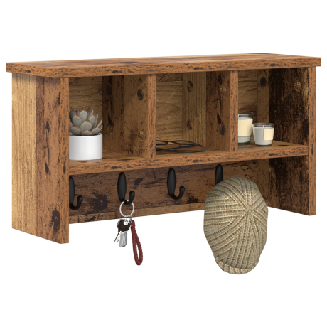 vidaXL Wandgemonteerde kapstok Oud hout 50 x 16 x 26 cm Bewerkt hout afbeelding3 - 1