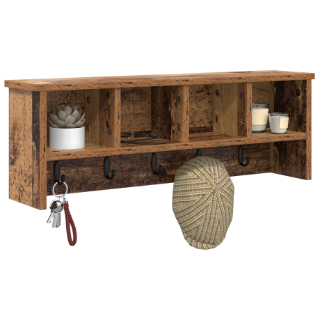 vidaXL Wandgemonteerde kapstok Oud hout 75 x 16 x 26 cm Bewerkt hout afbeelding3 - 1