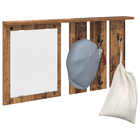 vidaXL Wandgemonteerde kapstok Oud hout 85 x 10 x 45 cm Bewerkt hout afbeelding3 - 1