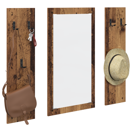 vidaXL Wandgemonteerde kapstok Oud hout 96 x 1.5 x 90 cm Bewerkt hout afbeelding3 - 1