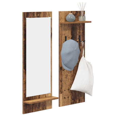 vidaXL Wandgemonteerde kapstok Oude hout 70 x 10 x 90 cm Bewerkt hout afbeelding3 - 1