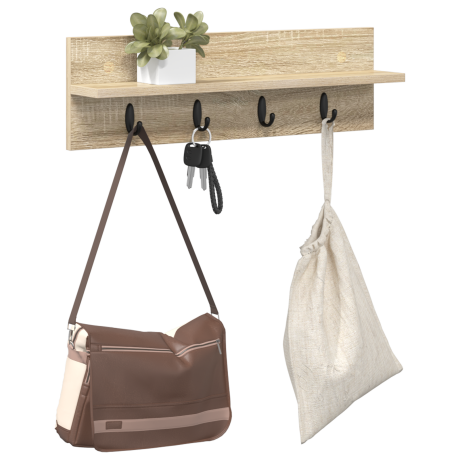 vidaXL Wandgemonteerde kapstok Sonoma eiken 60 x 10.5 x 18 cm afbeelding3 - 1