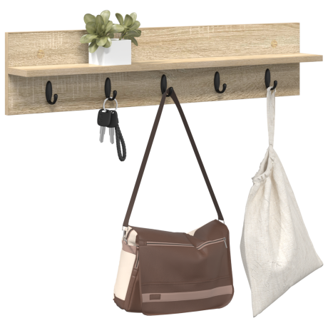 vidaXL Wandgemonteerde kapstok Sonoma eiken 80 x 10.5 x 18 cm afbeelding3 - 1