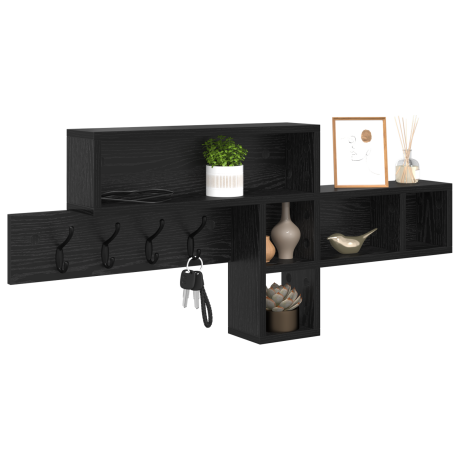 vidaXL Wandgemonteerde kapstok Zwart eiken 100 x 12 x 43.5 cm afbeelding3 - 1