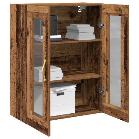 vidaXL Wandkast met glazen deuren 69,5x34x90 cm oud houtkleurig afbeelding3 - 1