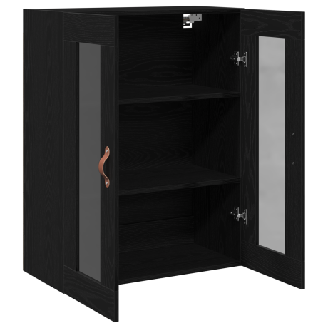 vidaXL Wandkast met glazen deuren 69,5x34x90 cm zwart eikenkleurig afbeelding3 - 1
