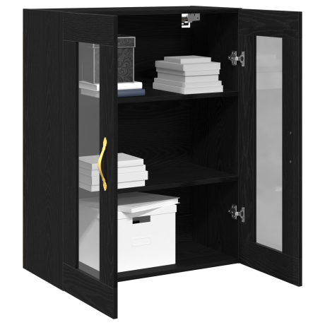vidaXL Wandkast met glazen deuren 69,5x34x90 cm zwart eikenkleurig afbeelding3 - 1