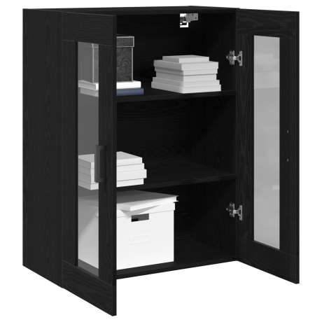 vidaXL Wandkast met glazen deuren 69,5x34x90 cm zwart eikenkleurig afbeelding3 - 1