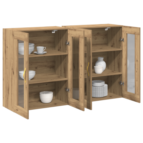 vidaXL Wandkasten 2 st 69,5x34x90 cm bewerkt hout artisanaal eiken afbeelding3 - 1