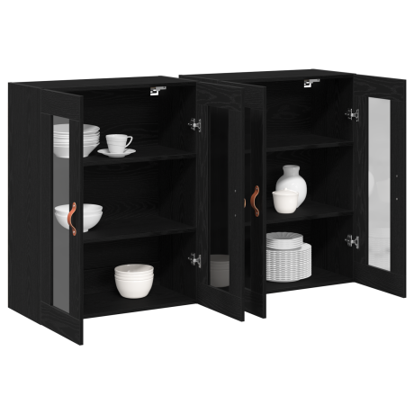 vidaXL Wandkasten 2 st 69,5x34x90 cm bewerkt hout zwart eikenkleurig afbeelding3 - 1