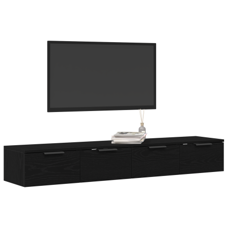 vidaXL Wandkasten 2 stuks Zwart Eiken 68x30x20 cm Bewerkt Hout afbeelding3 - 1