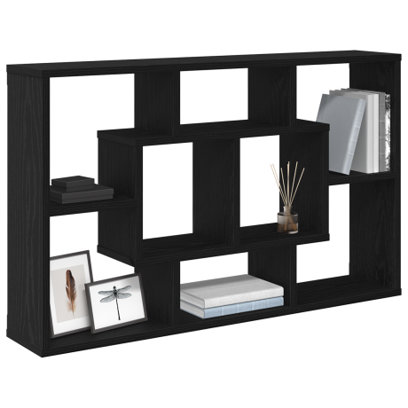 vidaXL Wandplank met plank Zwart Eiken 85 x 16 x 52,5 cm Bewerkt hout afbeelding3 - 1