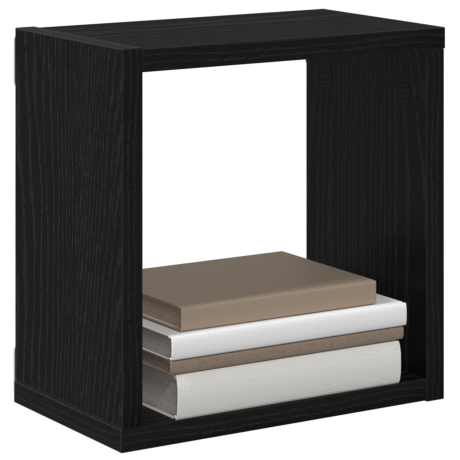 vidaXL Wandschappen met plank 2 pcs Zwart Eiken Bewerkt hout afbeelding3 - 1