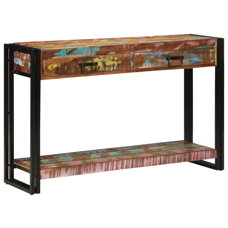 vidaXL Wandtafel 120x33x75 cm massief gerecycled hout meerkleurig afbeelding3 - 1
