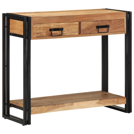 vidaXL Wandtafel 90x33x75 cm massief acaciahout en metaal zwart afbeelding3 - 1